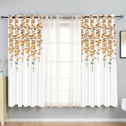 newturn 155 cm (5 ft) Polyester, Tissue Room Darkening Window Curtain (Pack Of 3)-picture-15