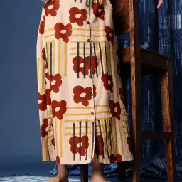 Women Printed A-line Beige Skirt-image-56