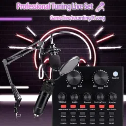 cezo Condenser Microphone BM 800 Bundle,Mic Kit with Live Sound Card- Black Microphone image 5