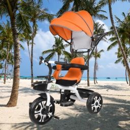 Tricycle Canopy Tricycle with Soft Seat,Front-Back Basket,Parental Push Handle World Best Canopy Tricycle for Babys with New Colours Tricycle-69