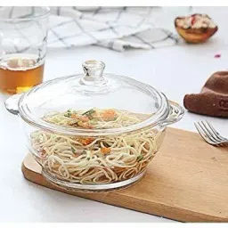 Glass Serving Bowl Bowl Set with Glass Lid, Tempered Glass, Rice Bowl for Serving Dinner, 1000 ml-image-42