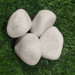 vedant corporation White Unpolished Pebbles ( 3 Cm - 4 Cm ) Regular Angular Granite Pebbles image 2