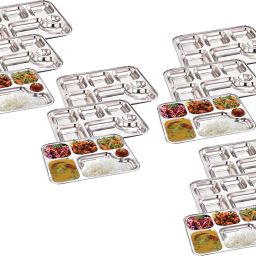 Stainless Steel Stainless Steel Plates Set - 6 Dinner Set-image-20