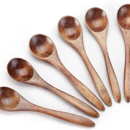 Wooden Spoons, 6Pcs Wooden Small Teaspoons Serving salt,sugar Disposable Wooden Coffee Spoon Set-image-37