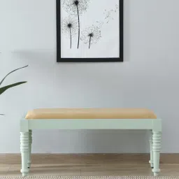 mudramark from pepperfry Joaquin Mango Wood Small Bench In Canary Green Finish-picture-46
