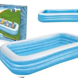 intelligent Inflatable (IND*37) Swimming Pool 3 Layers Rings Rectangular Big With Free Pump Inflatable Swimming Pool image 2
