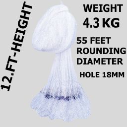 CASTNET 12 FEET HEIGHT 18MM HOLE 4.2KG WEIGHT 55 FT DIAMETER ROUNDING Fishing Net-image-55