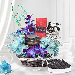 Custom Gift Basket with Orchids Chocolates & Cake-10