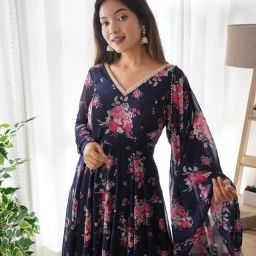 Printed Georgette Stitched Anarkali Gown-17