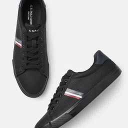 U.S. Polo Assn. Men Mini Perforations Sneakers With Minimal Striped & Brand Logo Detail-12