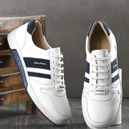 San Frissco Men White & Blue Mesh Casual Sneaker-image-46