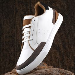 The Roadster Lifestyle Co. Men White & Brown Lightweight Comfort Insole Basics Sneakers-23