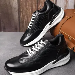 LOUIS STITCH Men's Egyptian Black Leatherette Fashion Sneaker Cushioned Casual Shoes-image-81