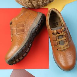 Red Chief Men Tan Brown Leather Sneakers-picture-25