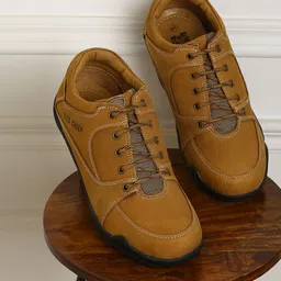 Red Chief Men Tan Brown Leather Sneakers-picture-46