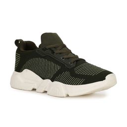 North Star Men Olive Green Woven Design Sneakers-image-13