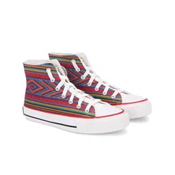 CROWCIA LONDON Women Printed Lightweight High-Top Canvas Sneakers-picture-24