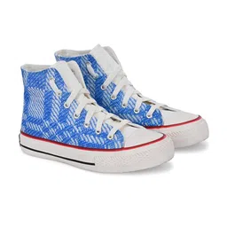CROWCIA LONDON Women Printed Round Toe Lightweight Canvas Sneakers-37