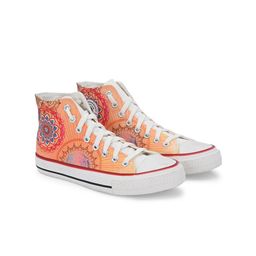 CROWCIA LONDON Women Printed High-Top Lightweight Canvas Sneakers-57