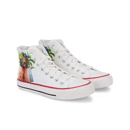 CROWCIA LONDON Women Printed Lightweight High-Top Canvas Sneakers-51