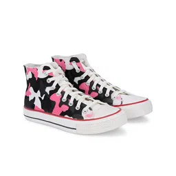 CROWCIA LONDON Women Printed Round Toe Lightweight Canvas Sneakers-image-76
