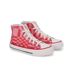 CROWCIA LONDON Women Printed Lightweight High-Top Canvas Sneakers-image-56