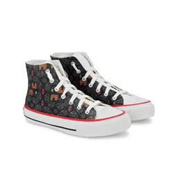 CROWCIA LONDON Women Printed Round Toe Lightweight Canvas Sneakers-image-75