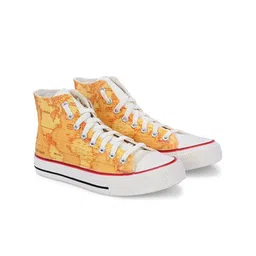 CROWCIA LONDON Women Printed Lightweight High-Top Canvas Sneakers-15