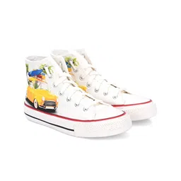 CROWCIA LONDON Women Printed Lightweight High-Top Canvas Sneakers-16