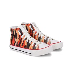 CROWCIA LONDON Women Printed Lightweight High-Top Canvas Sneakers-40