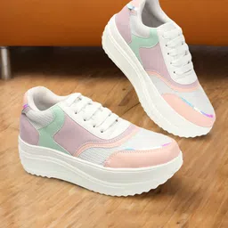 The Roadster Lifestyle Co. Women White & Purple Colourblocked Flatform Sneakers-43