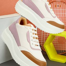 The Roadster Lifestyle Co. Women White & Purple Colourblocked Comfort Flatforms Sneakers-image-68