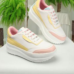 The Roadster Lifestyle Co. Women White & Yellow Colourblocked Flatform Sneakers-29
