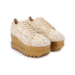 Anaar Women Textured Round Toe Lightweight Textile Heeled Sneakers-49