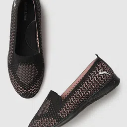 Marc Loire Women Black & Pink Geometric Woven Design Slip-On Sneakers-49