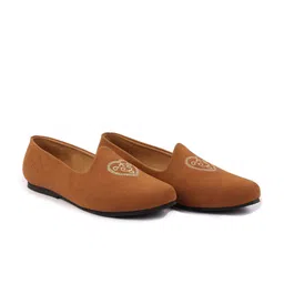 FAUSTO Men Embroidered Round Toe Memory Foam Mojaris-35