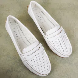 ELLE Women Perforations Synthetic Slip-On Loafers-picture-5