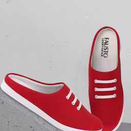 FAUSTO Men Red Solid Slip-On Sneakers-picture-38