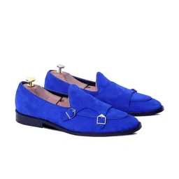 GRIFFIN Men Blue Printed Suede Slip-On Sneakers-14