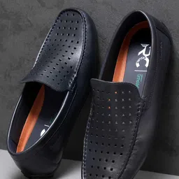 Ruosh Men Perforations Leather Slip-On Loafers-image-25