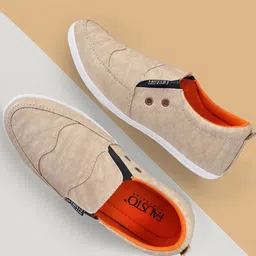 FAUSTO Men Cream-Coloured PU Slip-On Sneakers-15
