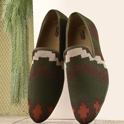 Anouk Men Olive Green Textured Lightweight Loafers-image-39
