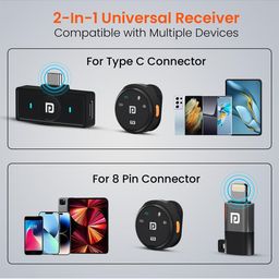 Portronics Vlogmate 3 Dual Wireless Collar Lapel Microphone With Type C & 8 Pin Receiver image 5