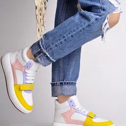 Shoetopia Women Colourblocked Comfort Insole Lace-Ups Sneakers-17