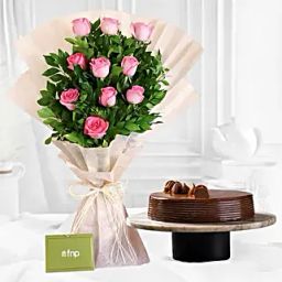 Pretty In Pastel Roses Bouquet Truffle Cake-17