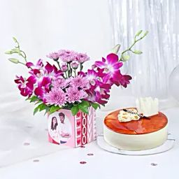 Personalised Floral Beauty Vase N Butterscotch Cake-picture-35