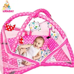 kiraday Polyester Infants Washable Baby Kick and Play Gym wit Mosquito Net and Set 21 Mosquito Net image 3