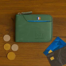 Men & Women Green Artificial Leather Card Holder-0
