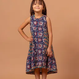 Sangria Ajrakh-Printed Pure-Cotton A-Line Dress-image-70