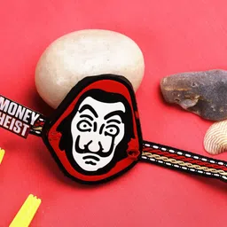 Aapno Rajasthan Kids Red Money Heist Faced Thread Rakhi-34
